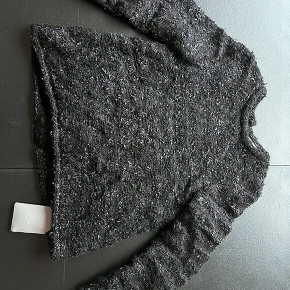 NWT Balenciaga Tweed Knit Sweater Black Wool Back Button Up Quarter Sleeves - Picture 7 of 10